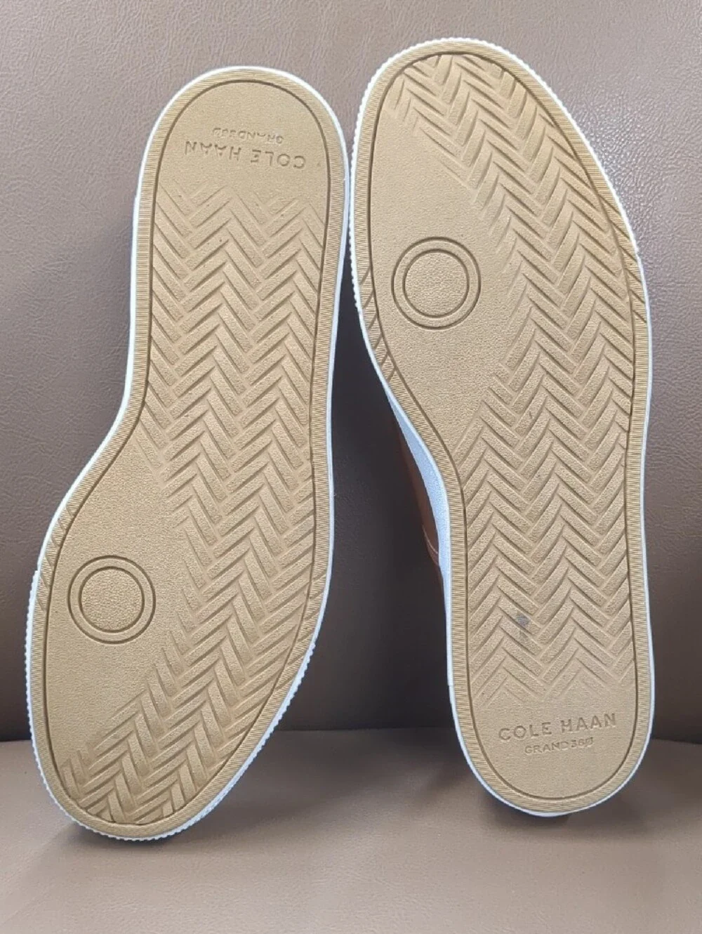 Cole Haan Brown Slip-On Leather Sneakers with White Sole